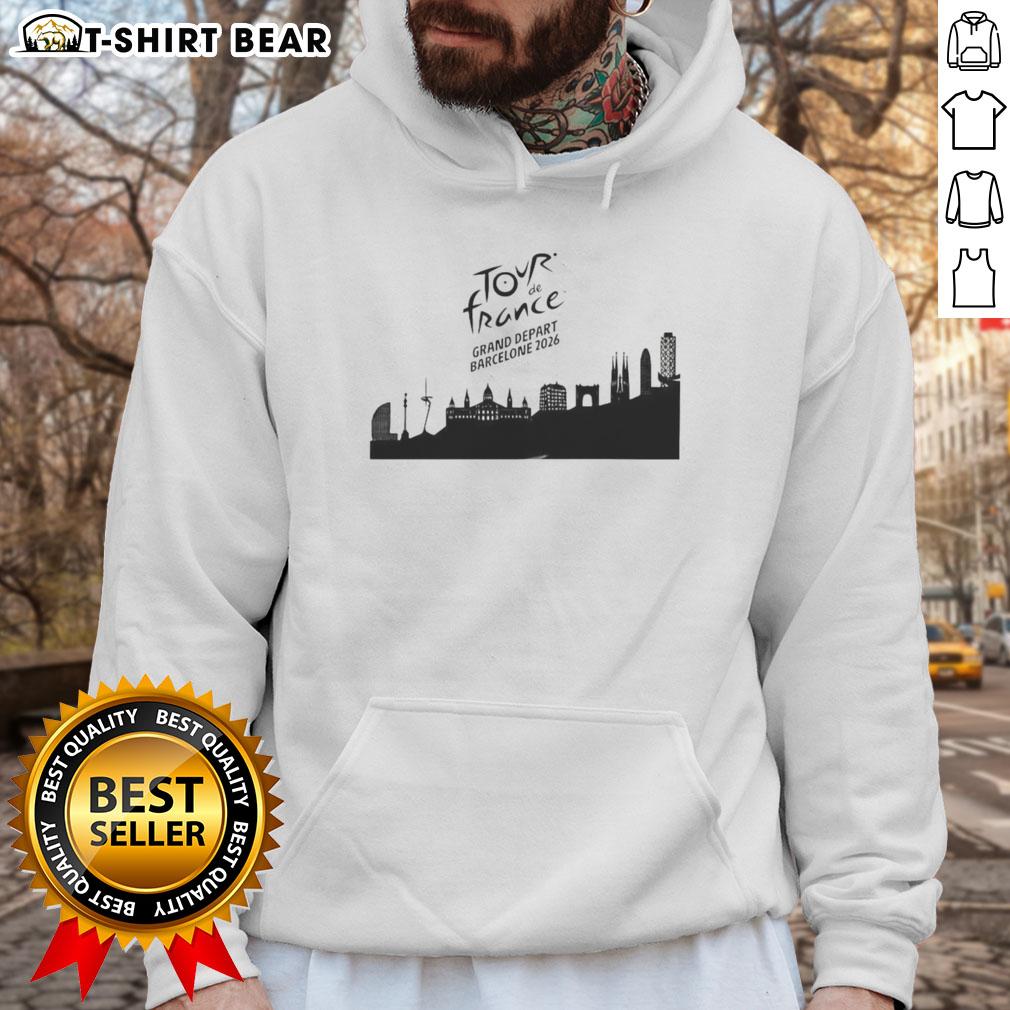 Nice Tour De France Grand Depart Barcelone 2026 Skyline Hoodie Barcelona skyline hoodie featuring the Tour de France Grand Depart 2026 design, perfect for cycling fans.