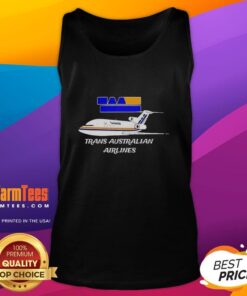 Alt Text: Stylish tank top featuring the Nice Trans Australian Airlines logo and plane design, perfect for aviation enthusiasts.