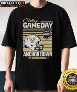 Vanderbilt Commodores 2025 Gameday Helmet T-Shirt showcasing team spirit in Nashville, perfect for college football fans.