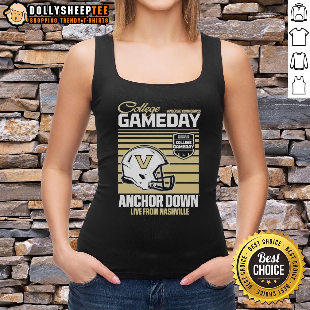 Nice Vanderbilt Commodores 2025 College Gameday Anchor Down Live From Nashville Helmet Tank Top Vanderbilt Commodores 2025 College Gameday helmet tank top, live from Nashville, showcasing team spirit and style.