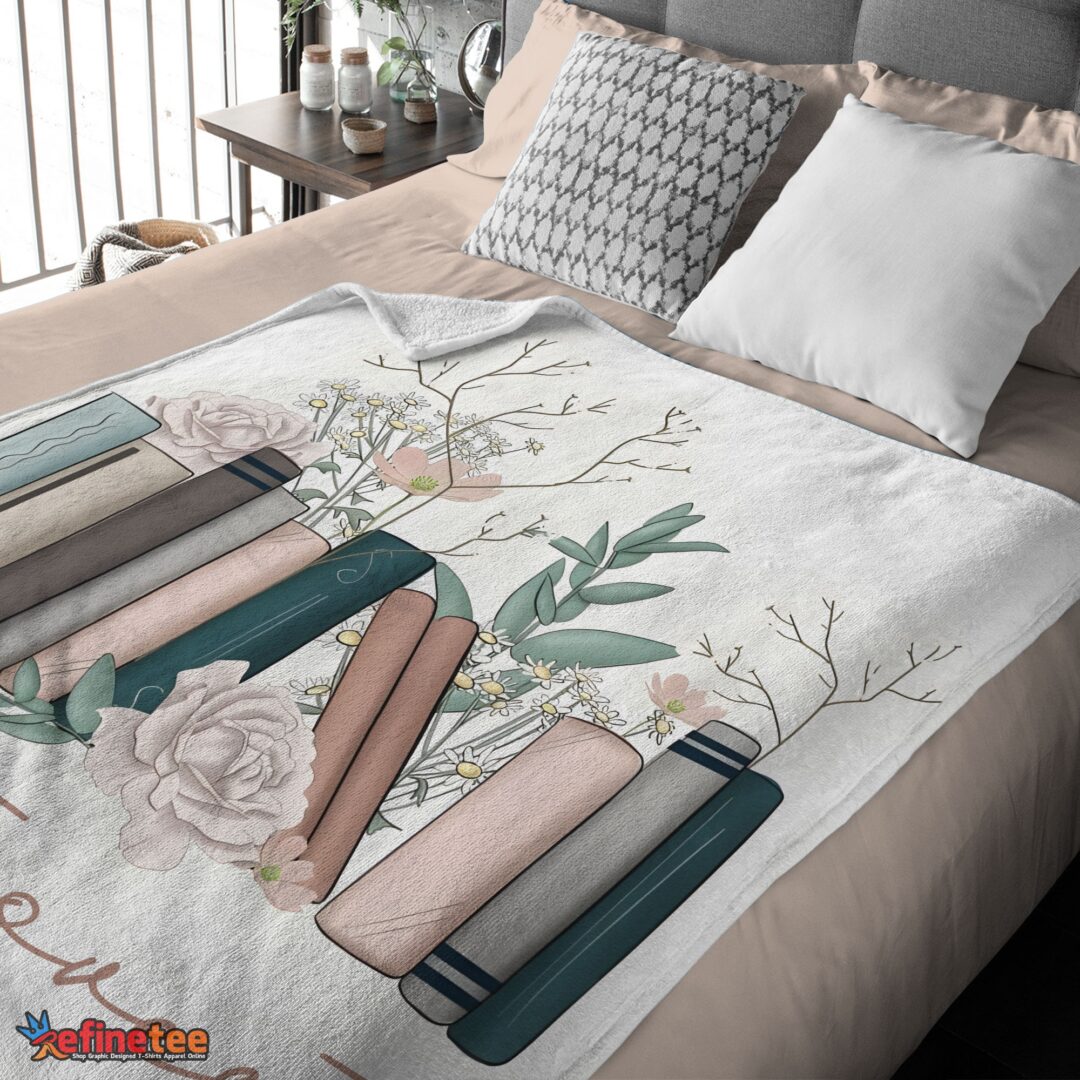 nice-vintage-floral-book-lover-blanket-fleece-mk-03 Nice Vintage Floral Book Lover Blanket Fleece - Image 4