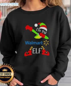 Funny Merry Christmas sweatshirt featuring a dabbing elf design from Walmart, perfect for holiday celebrations.