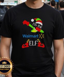 Alt Text: Nice Walmart I'm The Elf Dabbing Merry Christmas T-Shirt featuring a playful elf design perfect for holiday celebrations.