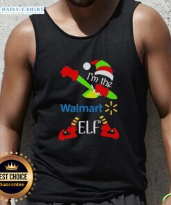 Funny Walmart tank top featuring a dabbing elf with 'Merry Christmas' text for festive holiday spirit.