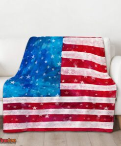 Nice Watercolor American Flag Distressed USA Patriotic Blanket Fleece Blanket - Image 3