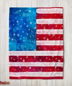 Nice Watercolor American Flag Distressed USA Patriotic Blanket Fleece Blanket
