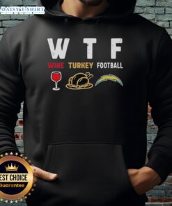 Cozy 'Nice Wine Turkey' hoodie featuring Los Angeles Chargers logo, perfect for Thanksgiving football celebrations.