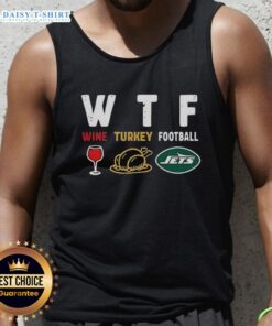 Nice wine and New York Jets football-themed Thanksgiving tank top for festive celebrations and game day style.