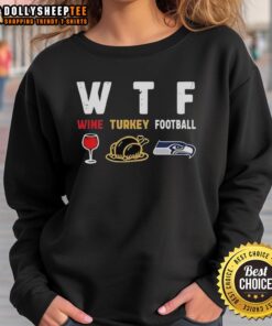 Cozy Nice Wine Turkey Seattle Seahawks Football Thanksgiving Sweatshirt for festive game day celebrations.