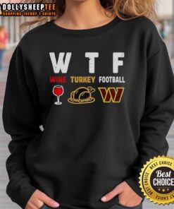 Alt Text: Cozy Nice Wine Turkey Washington Commanders Football Thanksgiving Sweatshirt for holiday celebrations.