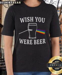 Alt Text: Nice Wish You Were Beer Dark Side of the Moon Light Scattering Ladies Tee with vibrant graphic design