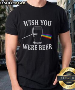 Nice Wish You Were Beer Dark Side of the Moon light scattering t-shirt design featuring vibrant colors and playful graphics.