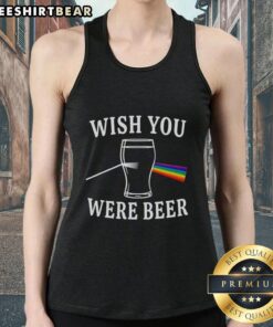 Light scattering tank top featuring 'Nice Wish You Were Beer' design inspired by The Dark Side of the Moon.