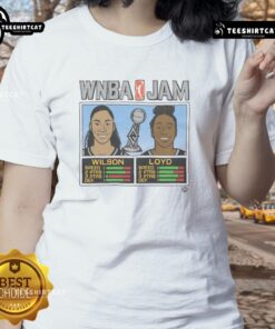 2025 WNBA Champs Aces Tee featuring Wilson and Loyd, celebrating women's basketball excellence and team spirit.