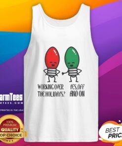Funny Christmas joke tank top for holiday work, featuring festive graphics and a humorous design for seasonal cheer.