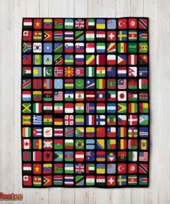 Nice World Flags Grid Colorful International Countries Flag Blanket Fleece Blanket