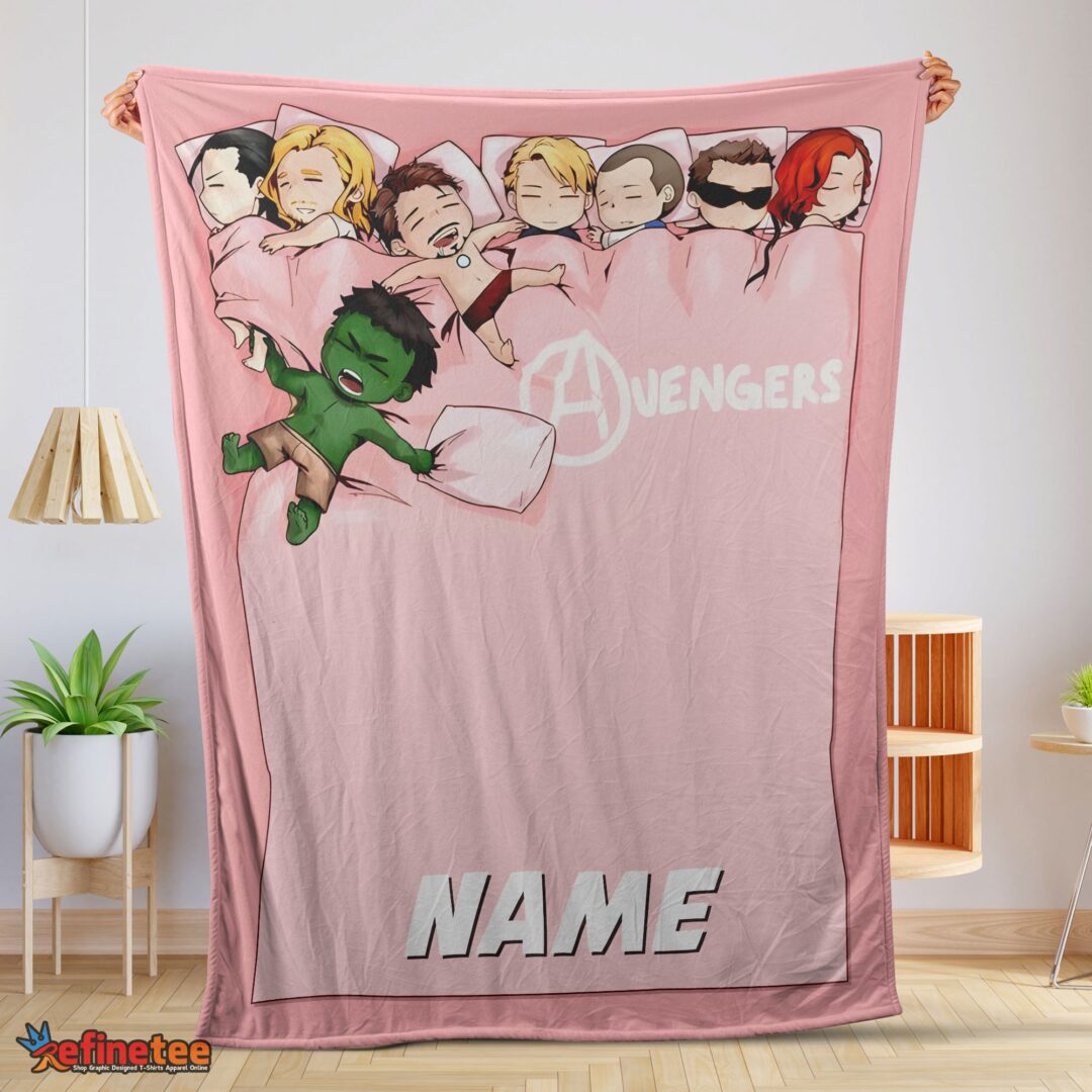 nicecu1-1 Nice Cute Marvel Avengers Assemble Avengers Chibi Character Sleeping Blanket Fleece Customized Blanket