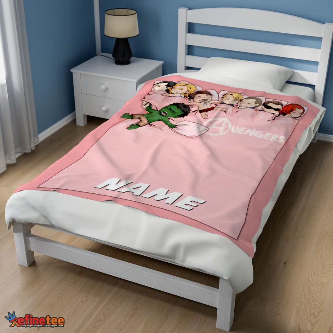 nicecu2 Nice Cute Marvel Avengers Assemble Avengers Chibi Character Sleeping Blanket Fleece Customized Blanket - Image 3