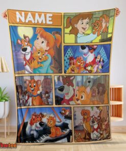 Nice Disney Oliver & Company Jenny Foxworth Oliver Dodger With Friends Blanket Fleece Customized Blanket