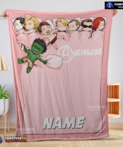 Official Cute Marvel Avengers Assemble Avengers Chibi Character Sleeping Blanket Fleece Customized Blanket