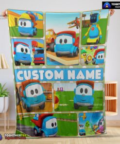 Official Cartoon Leo The Truck With Friends Blanket Fleece Throw Customized Blanket