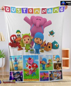 Official Cartoon Pocoyo Lovely Birthday Party Cute Blanket Fleece Customized Blanket