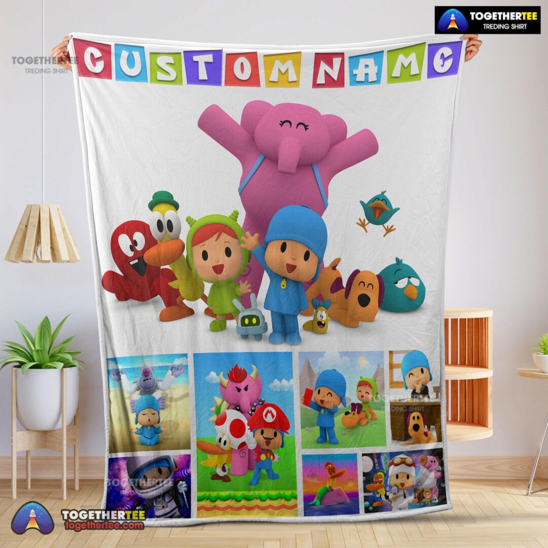 Official Cartoon Pocoyo Lovely Birthday Party Cute Blanket Fleece Customized Blanket-mk-01
