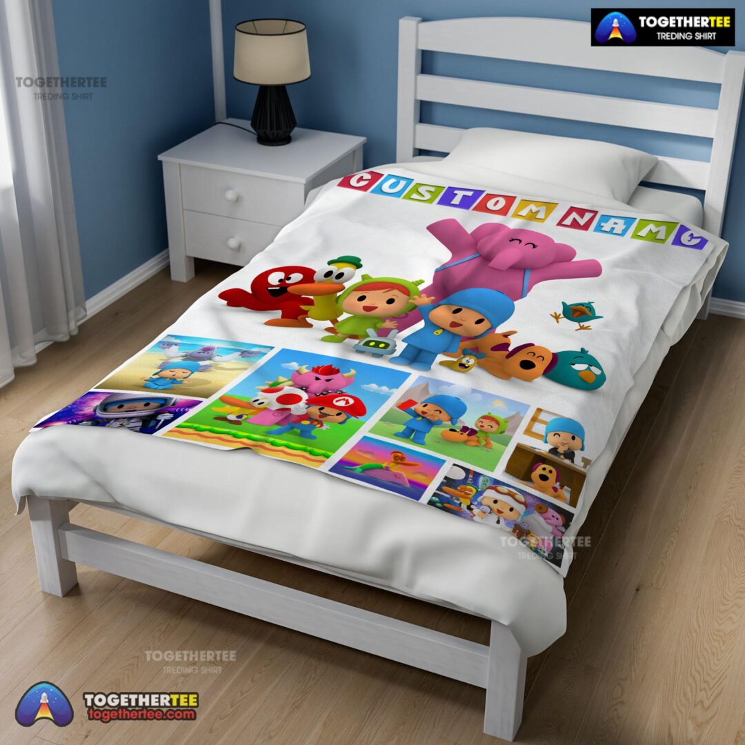 Official Cartoon Pocoyo Lovely Birthday Party Cute Blanket Fleece Customized Blanket-mk-02