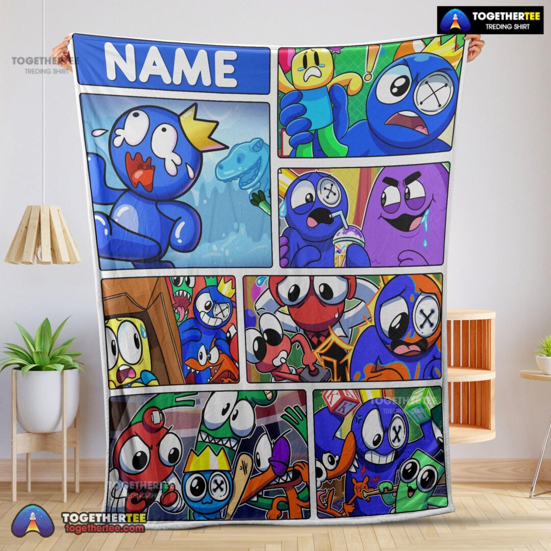 Official Cartoon Rainbow Friends Roblox Blanket Fleece Customized Blanket