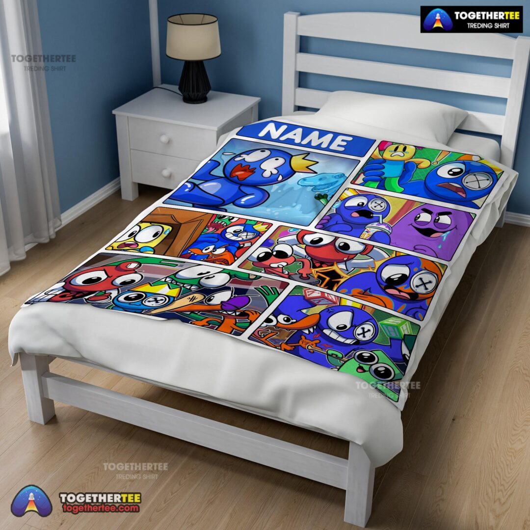 Official Cartoon Rainbow Friends Roblox Blanket Fleece Customized Blanket