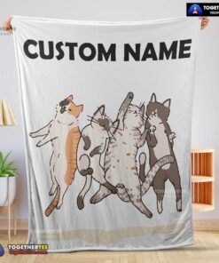 Official Cat Friends Laying Doodle Blanket Fleece Customized Blanket