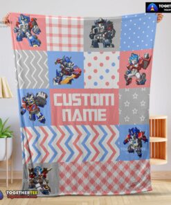 Official Chibi Optimus Prime Transformers Pattern Blanket Fleece Customized Blanket