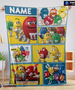Official Colorful Candy M&M’s Character Collage Blanket Fleece Customized Blanket
