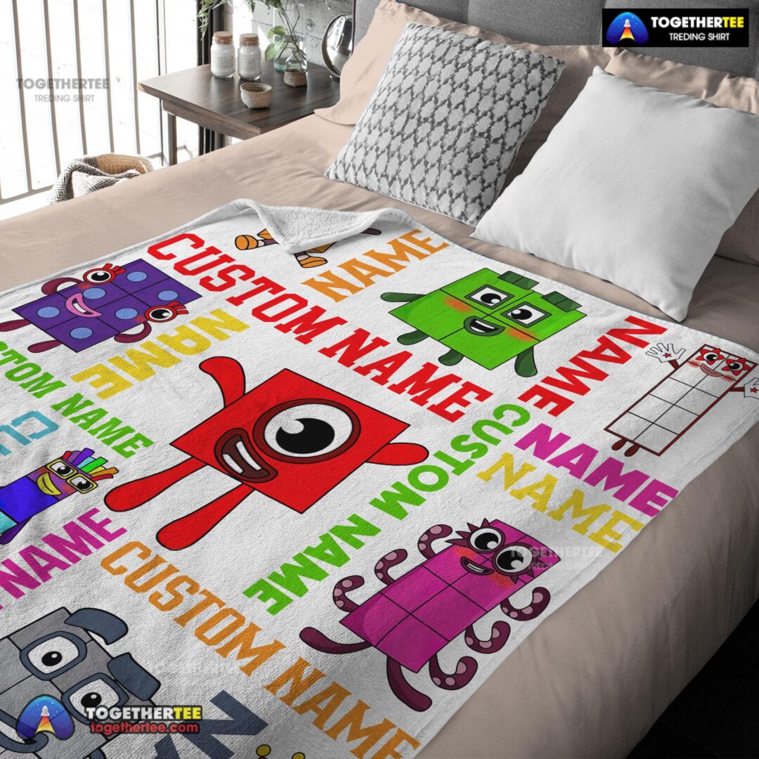 Official Colorful Number Blocks Blanket Fleece Customized Blanket