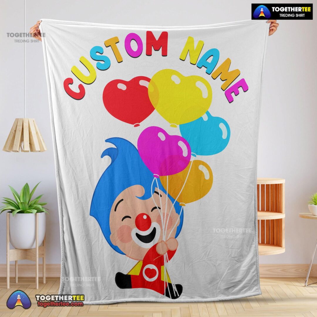 Official Colorful Plim Plim Cheerful Clown Balloons Blanket Fleece Customized Blanket-mk-01
