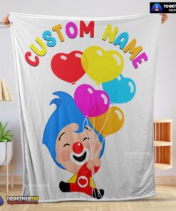 Official Colorful Plim Plim Cheerful Clown Balloons Blanket Fleece Customized Blanket
