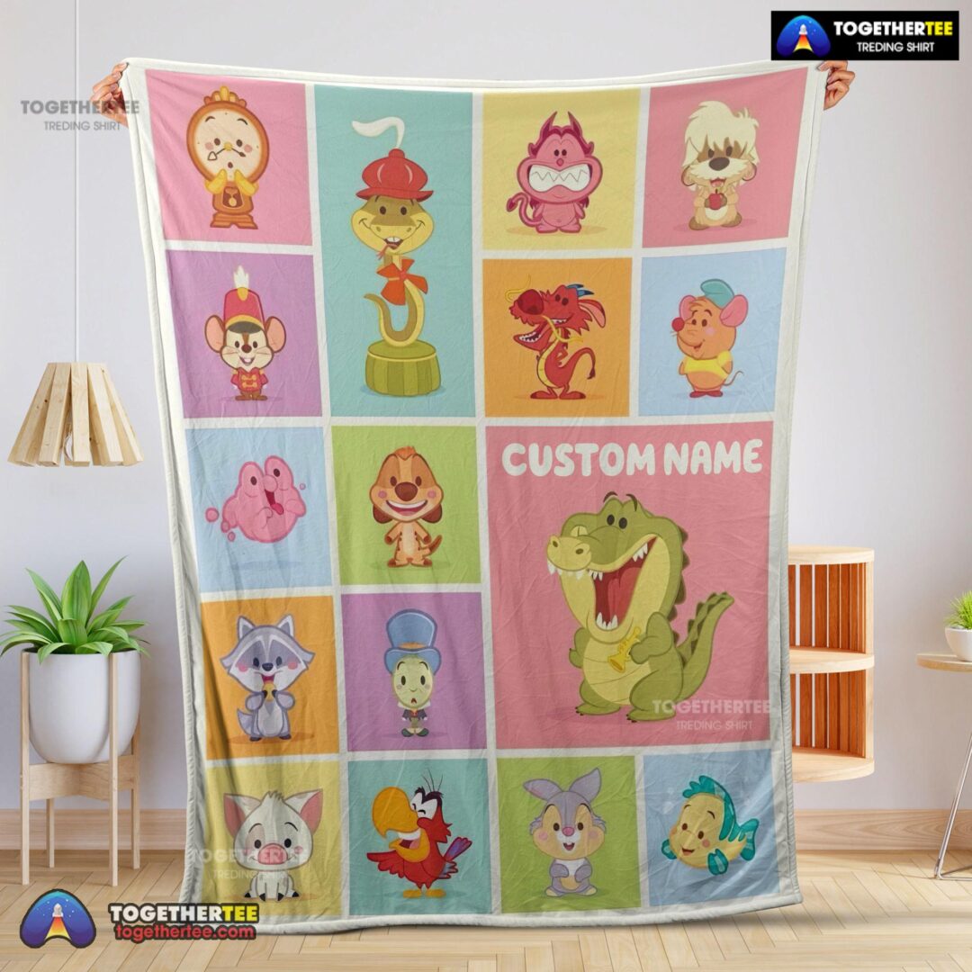 Official Cute Chibi Animals Blanket Fleece Customized Blanket