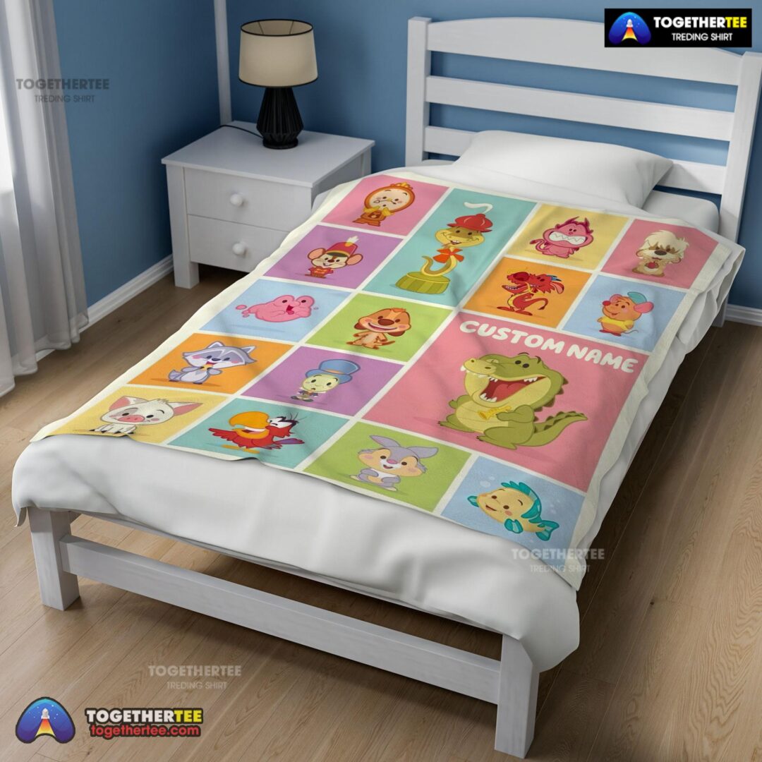 Official Cute Chibi Animals Blanket Fleece Customized Blanket