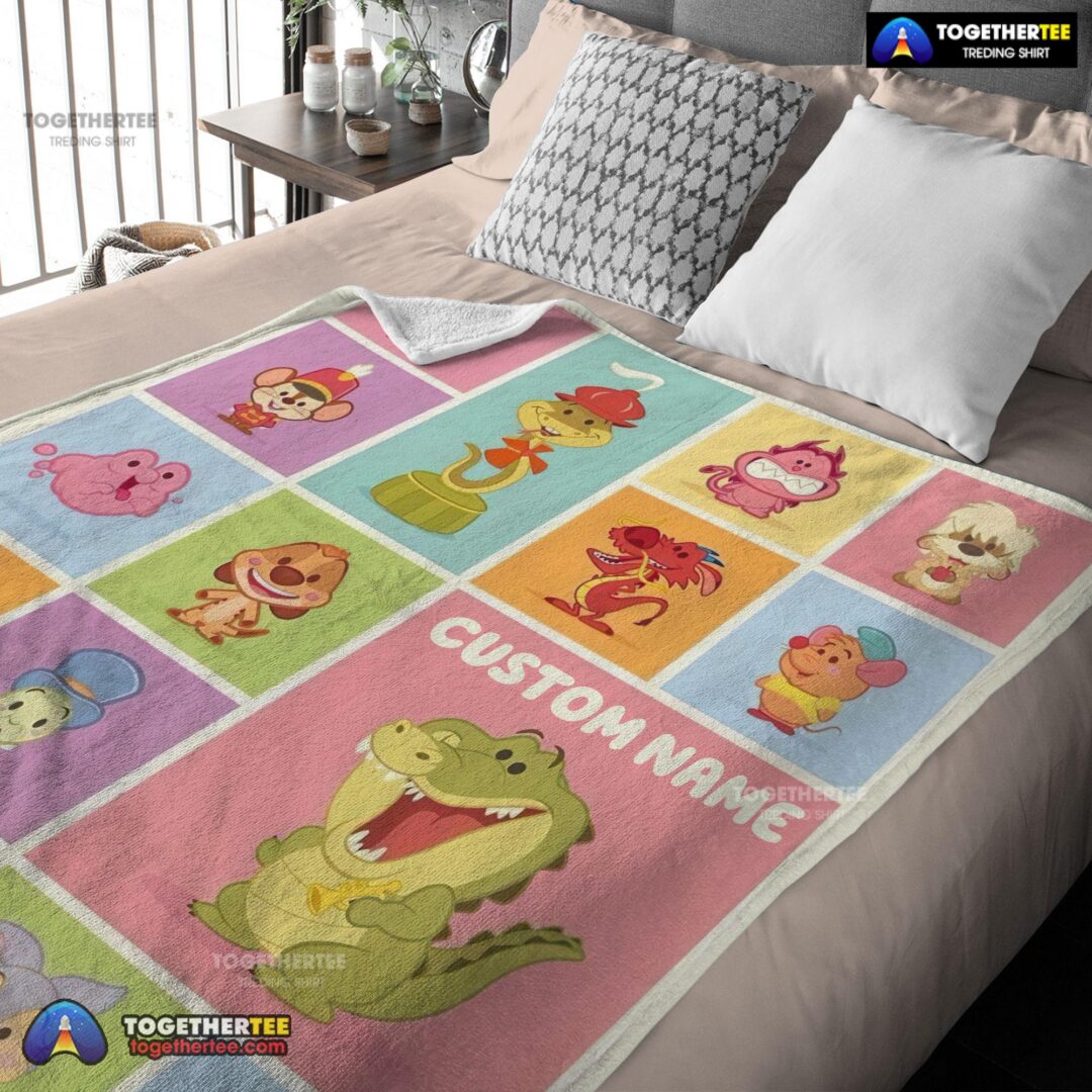 Official Cute Chibi Animals Blanket Fleece Customized Blanket