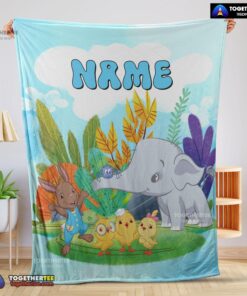 Official Cute Elephant Safari Animal For Boys Customized Blanket