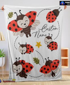 Official Cute Ladybug Cartoon Blanket Fleece Customized Blanket