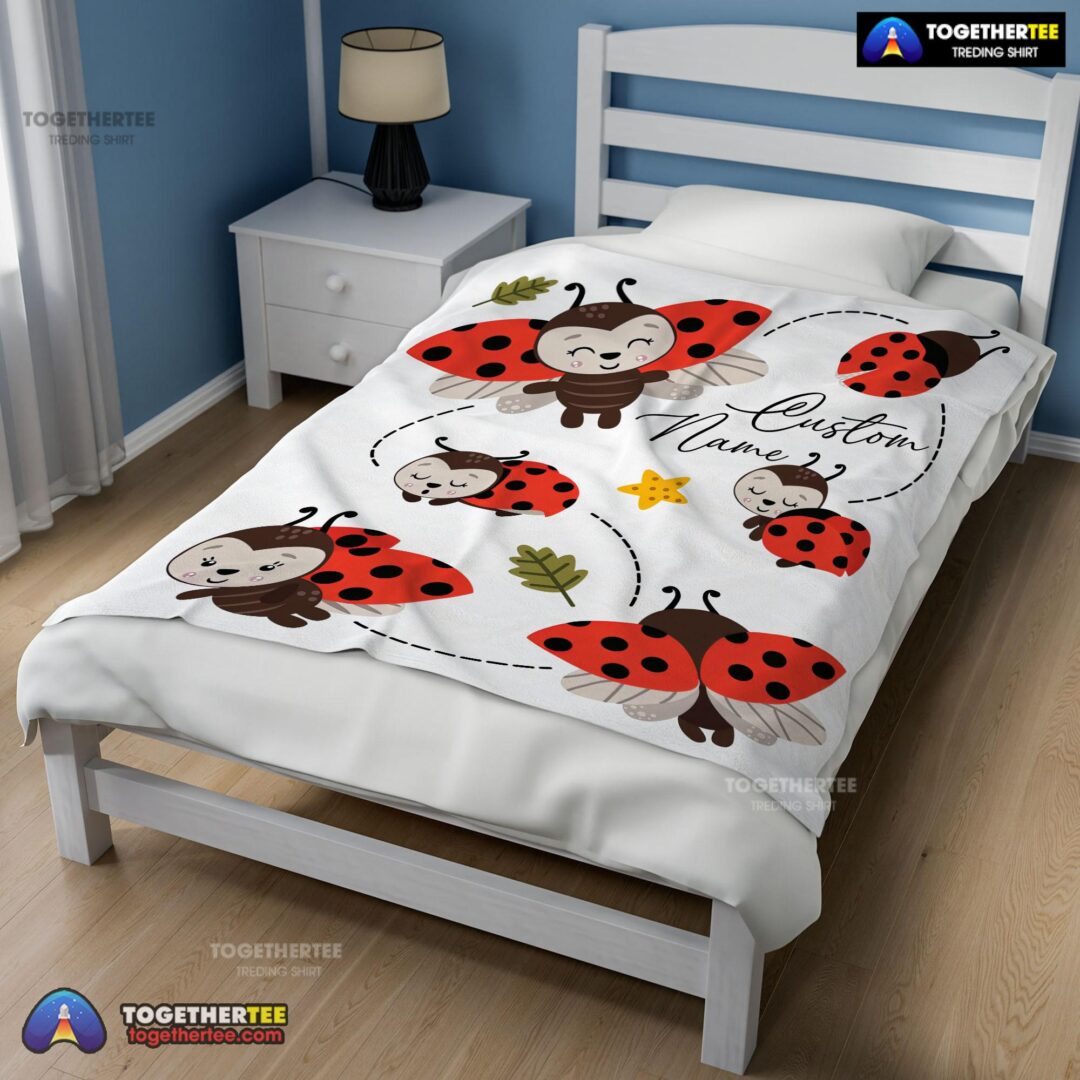 Official Cute Ladybug Cartoon Blanket Fleece Customized Blanket