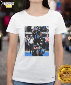 Official Detroit Lions Spiderman Amon-Ra St. Brown Superman ladies tee featuring vibrant graphics and a stylish design.