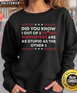 Official sweatshirt featuring 'Did You Know? 1 Out of 3 Trump Supporters Are As Stupid As The Other 2' design.