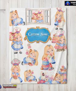Official Disney Alice Baking Alice In Wonderland Cake Blanket Fleece Customized Blanket