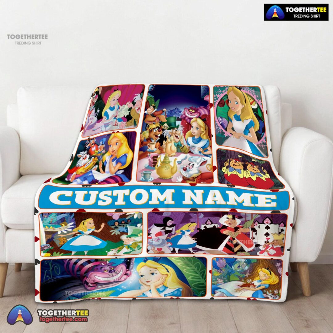 Official Disney Alice In Wonderland Adventure Collage Blanket Fleece Customized Blanket-mk-01