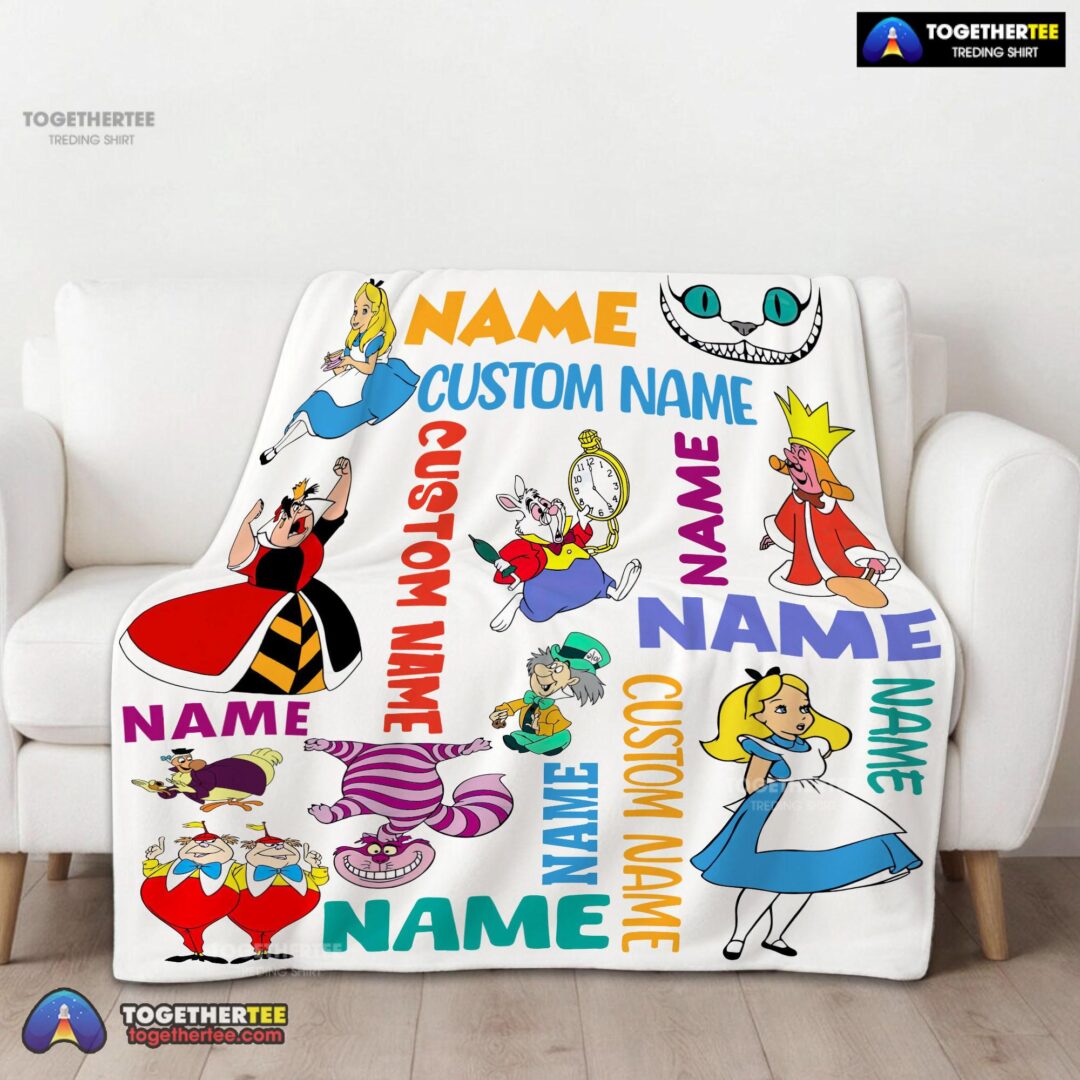 Official Disney Alice In Wonderland All Character Blanket Fleece Customized Blanket-mk-01 (1)