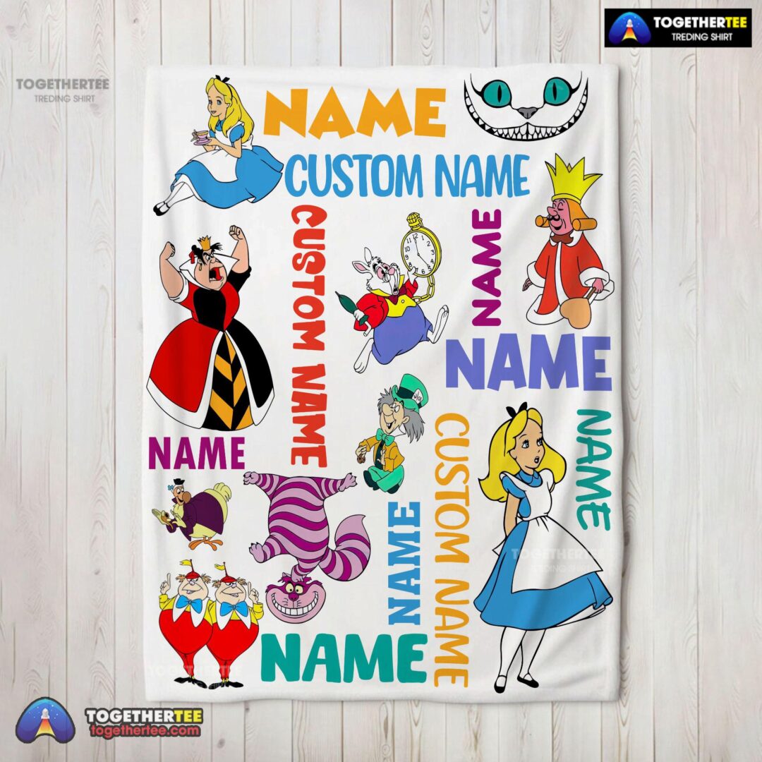 Official Disney Alice In Wonderland All Character Blanket Fleece Customized Blanket-mk-01 (2)