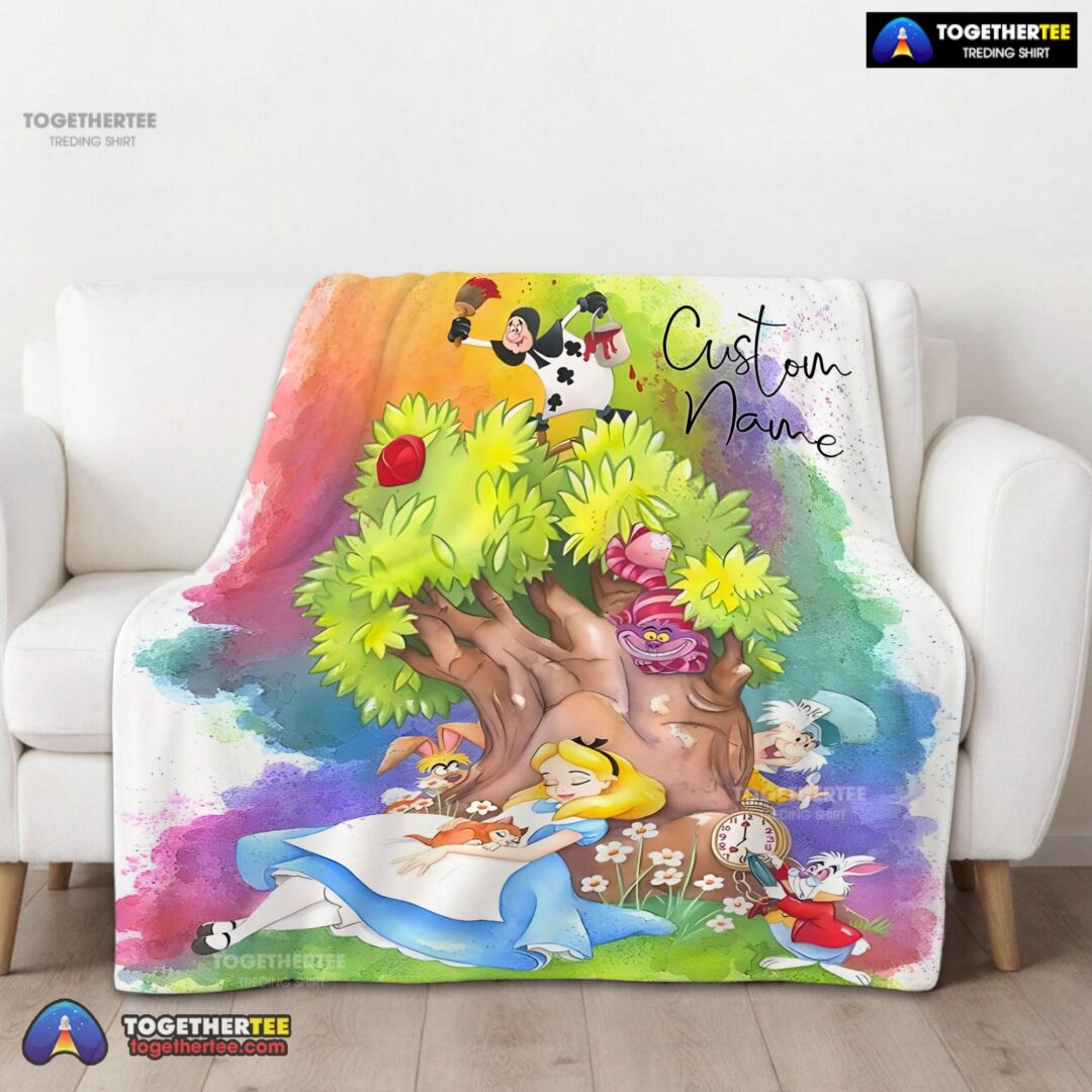 Official Disney Alice In Wonderland Dreaming Blanket Fleece Customized Blanket