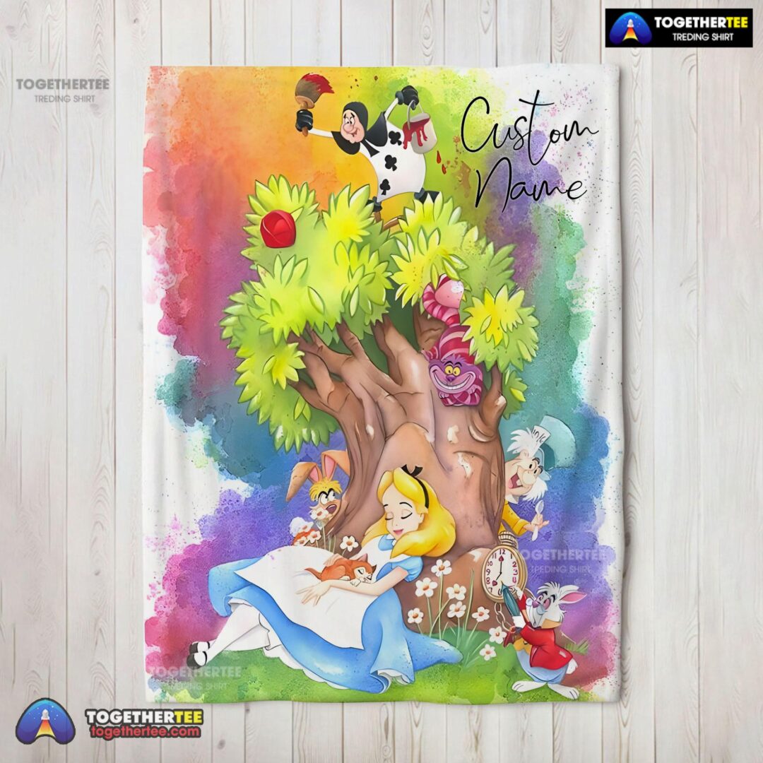 Official Disney Alice In Wonderland Dreaming Blanket Fleece Customized Blanket